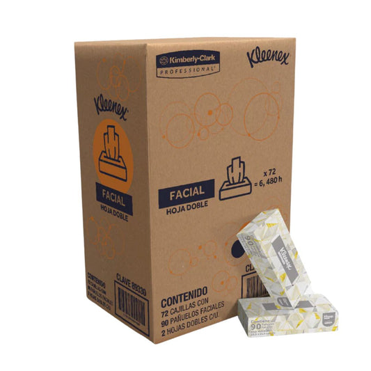 Pañuelo facial kleenex, caja de 72 cajillas de 90 pañuelos c/u