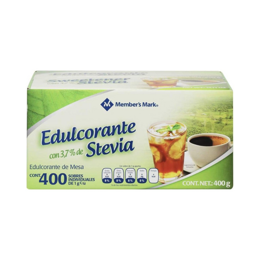 Stevia, caja de 400 sobres de 1g, Member´s Mark