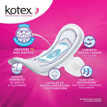 Toallas femeninas Kotex Anatómica con alas, 70 pzas.